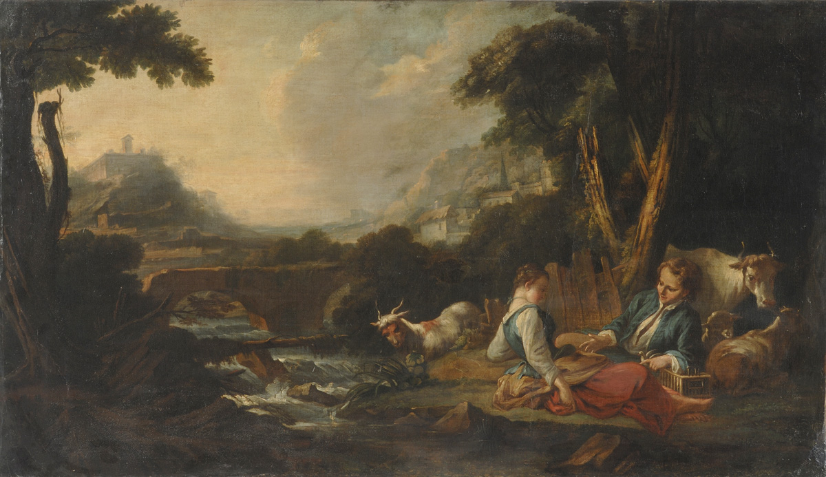 Pastorale avec un couple de bergers, ou Le Moineau apprivoisé